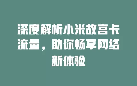 深度解析小米故宫卡流量，助你畅享网络新体验