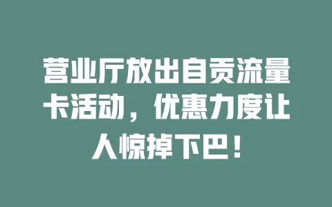营业厅放出自贡流量卡活动，优惠力度让人惊掉下巴！