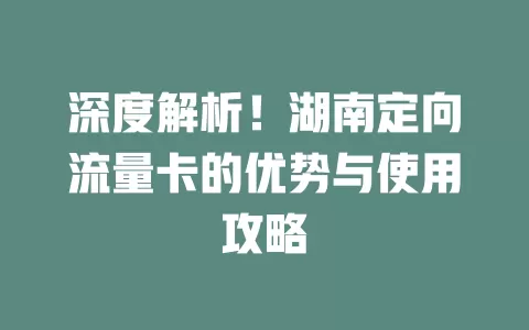 深度解析！湖南定向流量卡的优势与使用攻略