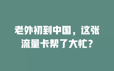 老外初到中国，这张流量卡帮了大忙？