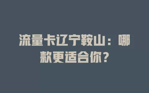 流量卡辽宁鞍山：哪款更适合你？