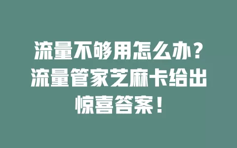 流量不够用怎么办？流量管家芝麻卡给出惊喜答案！