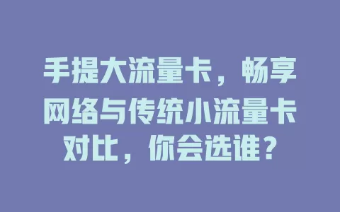 手提大流量卡，畅享网络与传统小流量卡对比，你会选谁？