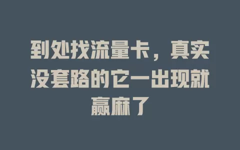 到处找流量卡，真实没套路的它一出现就赢麻了