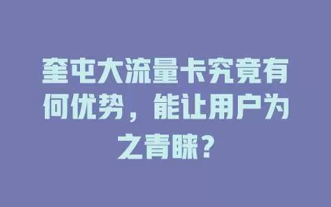 奎屯大流量卡究竟有何优势，能让用户为之青睐？