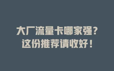 大厂流量卡哪家强？这份推荐请收好！