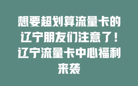 想要超划算流量卡的辽宁朋友们注意了！辽宁流量卡中心福利来袭