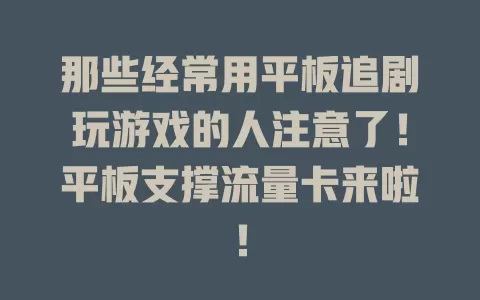 那些经常用平板追剧玩游戏的人注意了！平板支撑流量卡来啦！