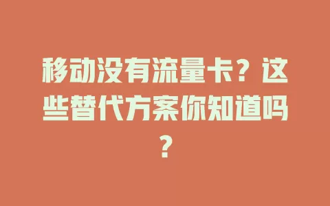 移动没有流量卡？这些替代方案你知道吗？