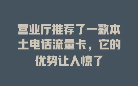 营业厅推荐了一款本土电话流量卡，它的优势让人惊了