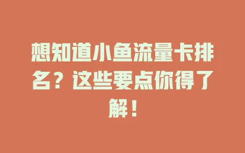 想知道小鱼流量卡排名？这些要点你得了解！