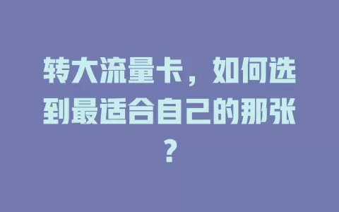 转大流量卡，如何选到最适合自己的那张？