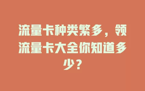 流量卡种类繁多，领流量卡大全你知道多少？