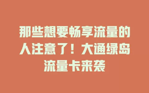 那些想要畅享流量的人注意了！大通绿岛流量卡来袭