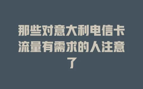那些对意大利电信卡流量有需求的人注意了