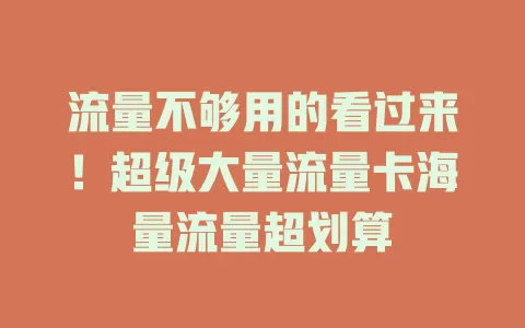 流量不够用的看过来！超级大量流量卡海量流量超划算