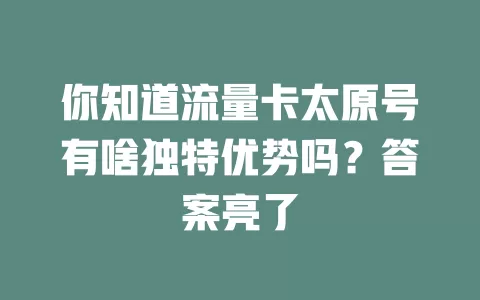你知道流量卡太原号有啥独特优势吗？答案亮了