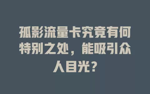 孤影流量卡究竟有何特别之处，能吸引众人目光？