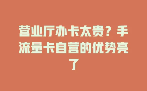营业厅办卡太贵？手流量卡自营的优势亮了