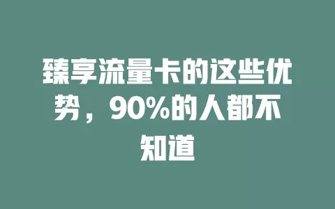 臻享流量卡的这些优势，90%的人都不知道