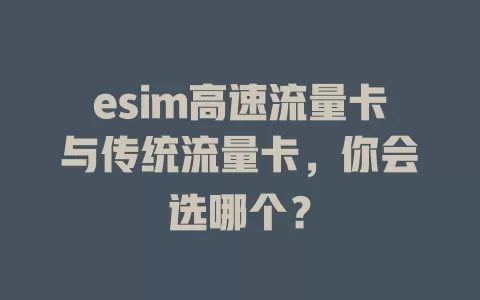 esim高速流量卡与传统流量卡，你会选哪个？