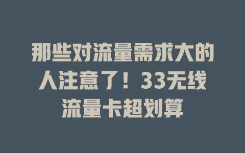 那些对流量需求大的人注意了！33无线流量卡超划算