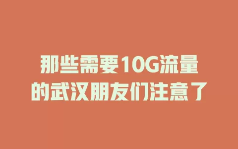 那些需要10G流量的武汉朋友们注意了
