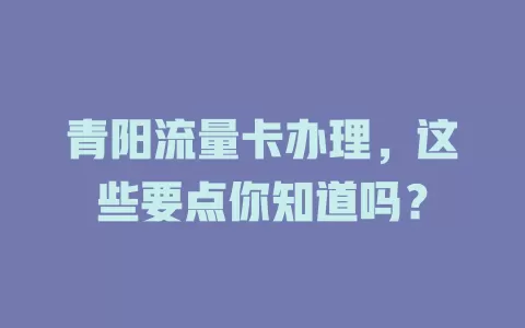 青阳流量卡办理，这些要点你知道吗？