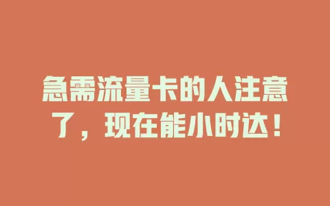 急需流量卡的人注意了，现在能小时达！