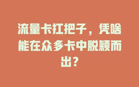 流量卡扛把子，凭啥能在众多卡中脱颖而出？