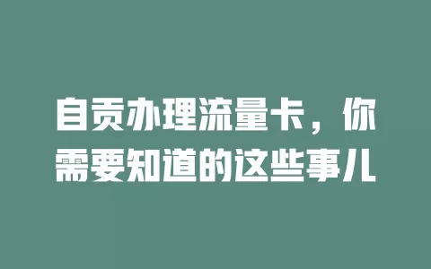 自贡办理流量卡，你需要知道的这些事儿