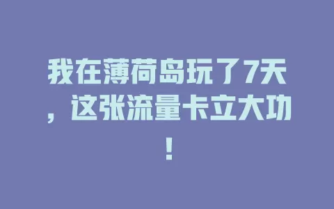 我在薄荷岛玩了7天，这张流量卡立大功！