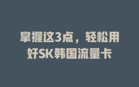 掌握这3点，轻松用好SK韩国流量卡
