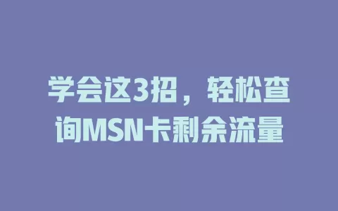 学会这3招，轻松查询MSN卡剩余流量