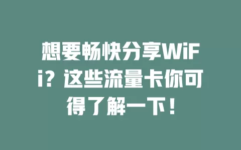 想要畅快分享WiFi？这些流量卡你可得了解一下！