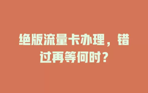 绝版流量卡办理，错过再等何时？