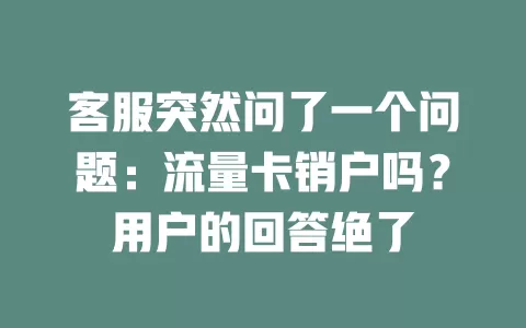 客服突然问了一个问题：流量卡销户吗？用户的回答绝了