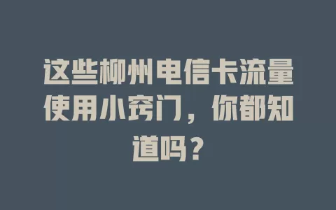 这些柳州电信卡流量使用小窍门，你都知道吗？