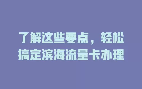 了解这些要点，轻松搞定滨海流量卡办理