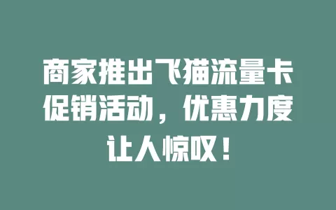 商家推出飞猫流量卡促销活动，优惠力度让人惊叹！