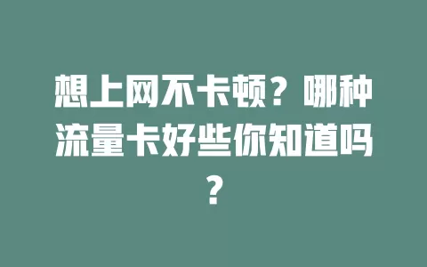 想上网不卡顿？哪种流量卡好些你知道吗？