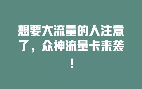 想要大流量的人注意了，众神流量卡来袭！