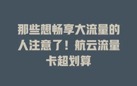 那些想畅享大流量的人注意了！航云流量卡超划算