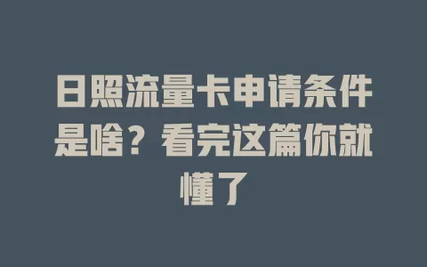 日照流量卡申请条件是啥？看完这篇你就懂了