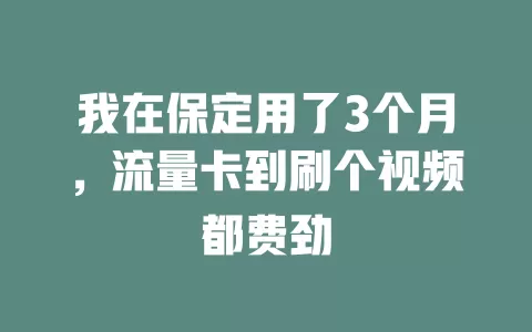 我在保定用了3个月，流量卡到刷个视频都费劲