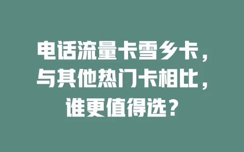 电话流量卡雪乡卡，与其他热门卡相比，谁更值得选？