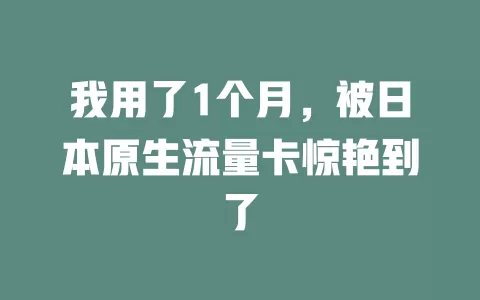 我用了1个月，被日本原生流量卡惊艳到了