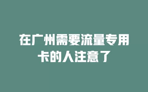 在广州需要流量专用卡的人注意了