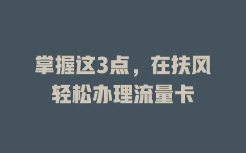 掌握这3点，在扶风轻松办理流量卡