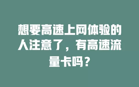 想要高速上网体验的人注意了，有高速流量卡吗？